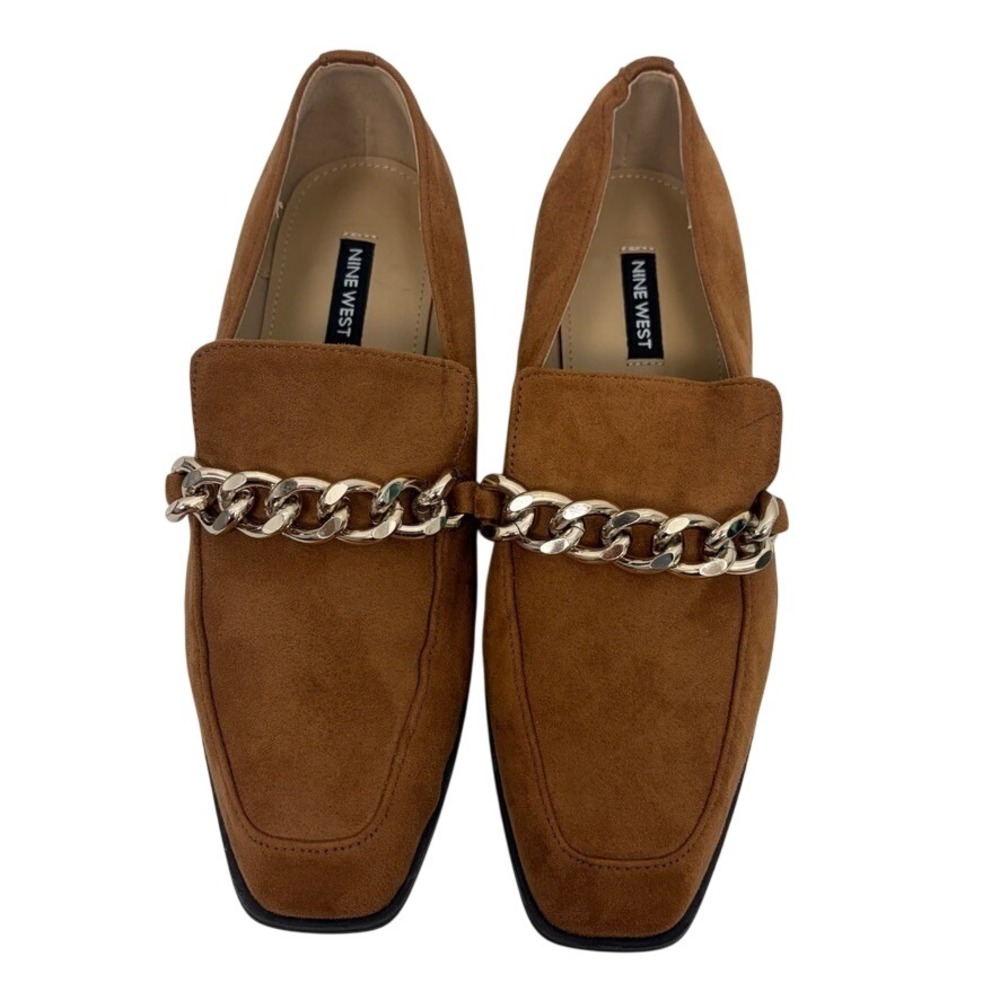 Nine West Oriah Loafer Women's Size 7M Chestnut Square Toe Slip On Chain Career